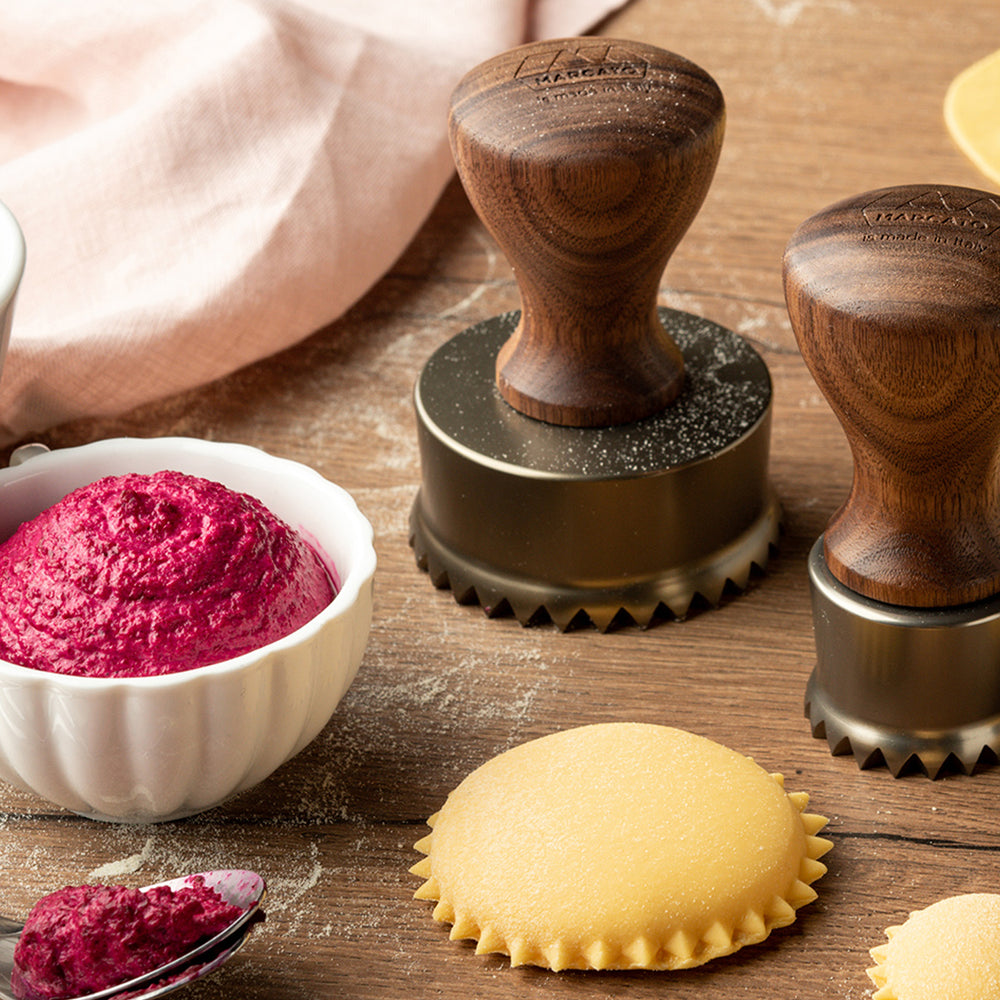 Marcato Ravioli Stamp / Round / 65mm / Walnut/Champagne
